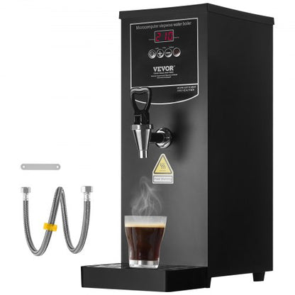 Kommersiell vattenpanna, elektrisk varmvattenberedare med värmerör i 316 rostfritt stål, 2500W steg-för-steg snabb uppvärmning 50L varmvattenberedare per timme, för kaffe, te, restaurang, kontor