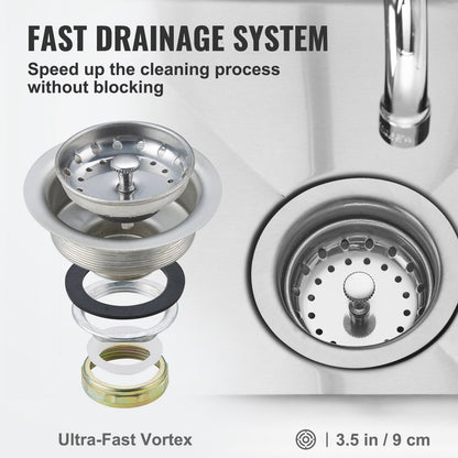 Rostfritt stål diskho, fristående liten diskho med 1 fack, inklusive kran och ben, 533,4 x 1041 mm kommersiella diskhoar med enkel ho för garage, restaurang, kök, tvättstuga