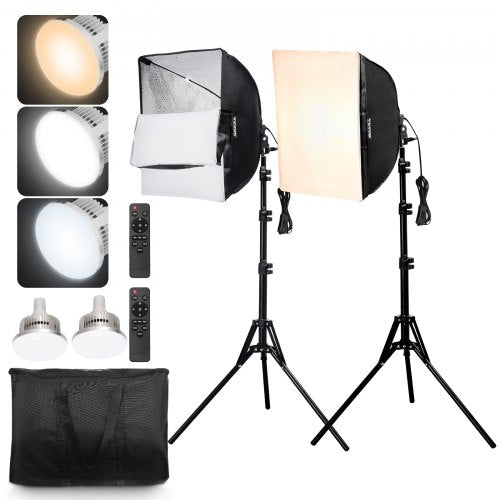 Softbox Lighting Kit 40x40 cm / 16x16 inch 3000-6500K Adjustable for Shooting