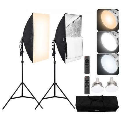 Softboxbelysningskit 50x70 cm / 20x28 tum 45W 3000-6500K LED-lampor för fotografering