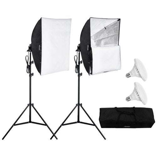 Softbox Lighting Kit 60x60 cm / 24x24 in 30W 5500K LED Bulbs Adjustable Stand