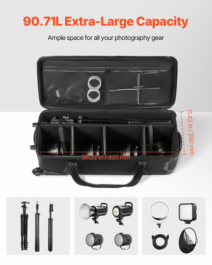 Studio Equipment Trolley Case 100x38x32cm (39.37 x 14.96 x 12.60 in) Rolling Camera Bag