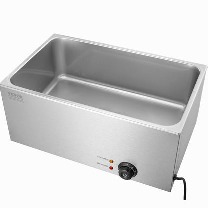 Kommersiell matvärmare 18L Bain Marie 1200W elektrisk buffévärmare Ångbordsmatvärmare Bänkskiva Rostfritt stål matvärmare Våt eller torr användning för fester, catering och restaurang