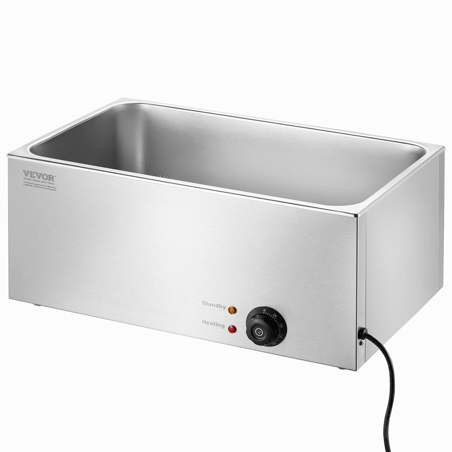 Kommersiell matvärmare 18L Bain Marie 1200W elektrisk buffévärmare Ångbordsmatvärmare Bänkskiva Rostfritt stål matvärmare Våt eller torr användning för fester, catering och restaurang