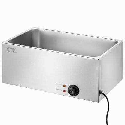 Kommersiell matvärmare 18L Bain Marie 1200W elektrisk buffévärmare Ångbordsmatvärmare Bänkskiva Rostfritt stål matvärmare Våt eller torr användning för fester, catering och restaurang