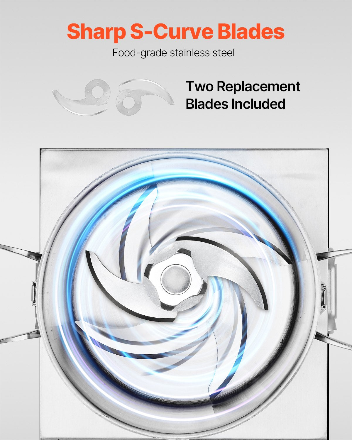 Matberedare och grönsakshackare, 10L matberedare i rostfritt stål av livsmedelskvalitet med 2 extra S-kurvade blad, perfekt för att hacka grönsaker, frukt, spannmål, nötter