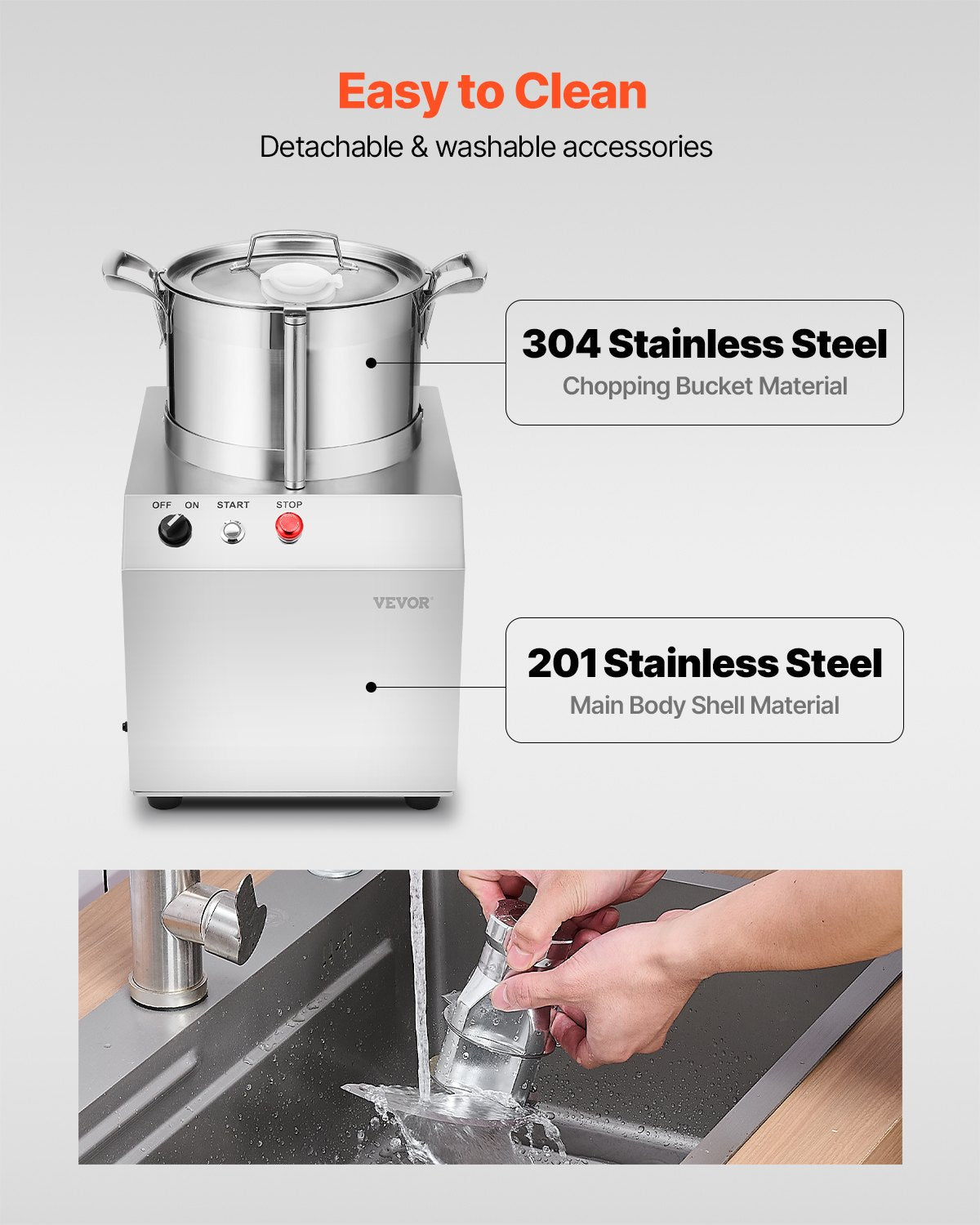 Food Processor & Vegetable Chopper, 6L Food-Grade Stainless Steel Food Processor Chopper with 2 Extra S-Curve Blades, Ideal for Chopping Vegetables, Fruit, Grains, Nuts