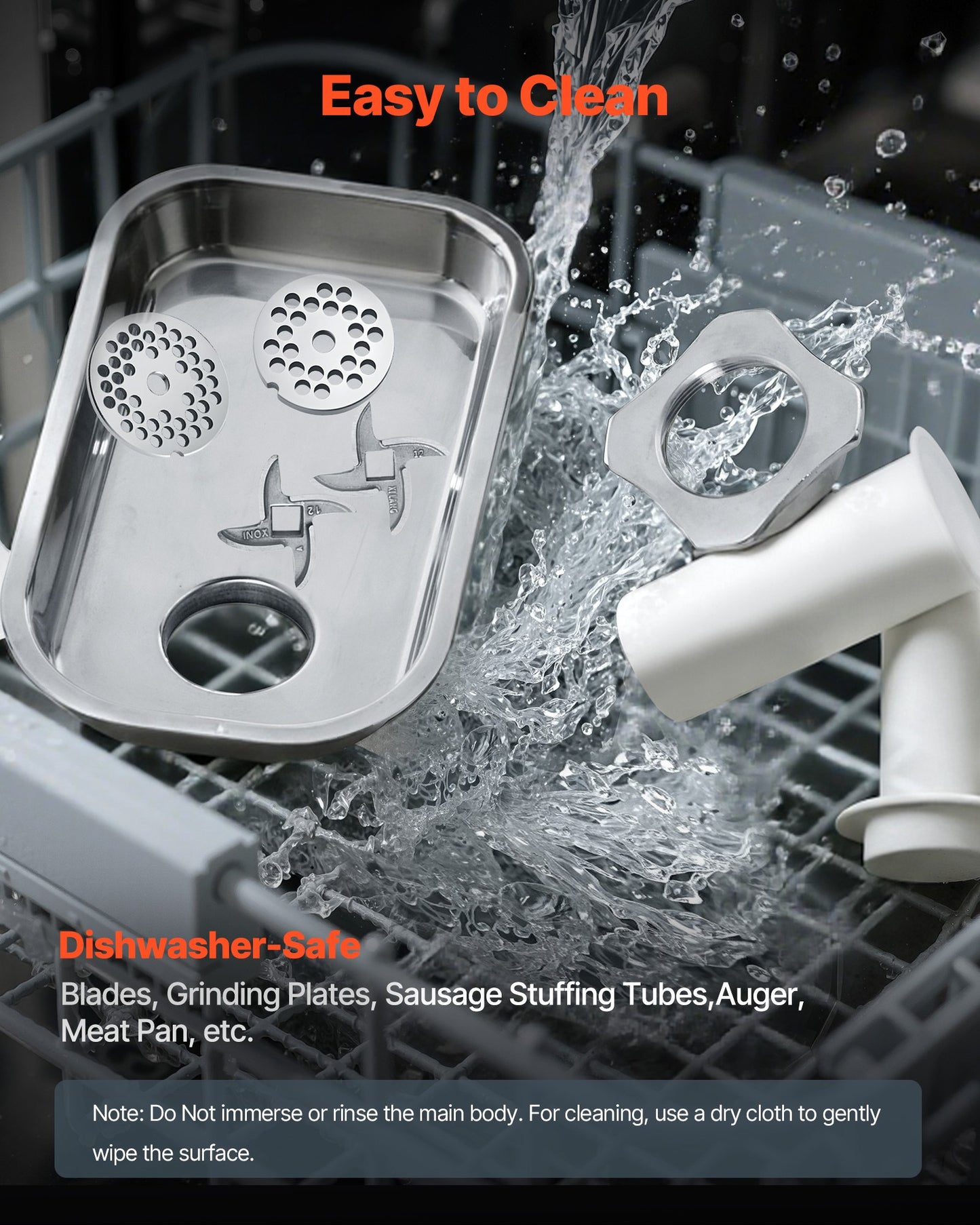 Kommersiell elektrisk köttkvarn, 3,2 kg/min kapacitet, #12 industriell köttkvarn med 2 rostfria blad, 2 malplattor, 850W kraftig korvmaskin, för kök, restaurang