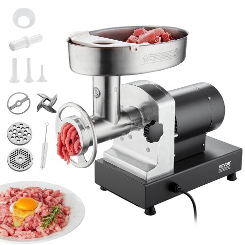 Meat Grinder, 6 Lbs/Min Capacity Electric Meat Grinders with Blade, Grinding Plate, Sausage Maker, Stainless Steel Commercial Meat Mincer for Kitchen Restaurant Butcher Store