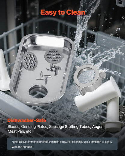 Commercial Electric Meat Grinder, 2.3 kg/min Capacity, #8 Industrial Meat Mincer with 2 Stainless Steel Blades, 2 Grinding Plates, 600W Heavy-Duty Sausage Maker, for Kitchen, Restaurant