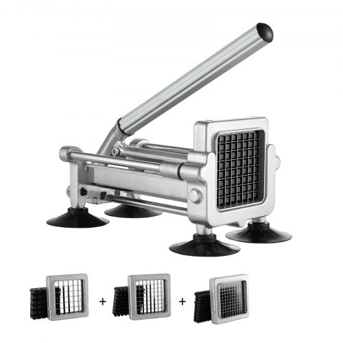 French Fry Cutter, Potato Slicer with 1/2" 3/8" 1/4" Stainless Steel Blades, Manual Potato Cutter Chopper with Suction Cups, Great for Potato, French Fries, Cucumber, Vegetables, Carrot