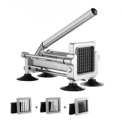 French Fry Cutter, Potato Slicer with 1/2" 3/8" 1/4" Stainless Steel Blades, Manual Potato Cutter Chopper with Suction Cups, Great for Potato, French Fries, Cucumber, Vegetables, Carrot