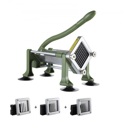 French Fry Cutter, Potato Slicer with 1/2" 3/8" 1/4" Stainless Steel Blades, Manual Potato Cutter Chopper with Suction Cups, Great for Potato, French Fries, Cucumber, Vegetables, Carrot