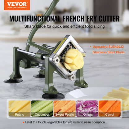 French Fry Cutter, Potato Slicer with 1/2-Inch Stainless Steel Blade, Manual Potato Cutter Chopper with Suction Cups, Great for Potato, French Fries, Cucumber, Vegetables, Carrot