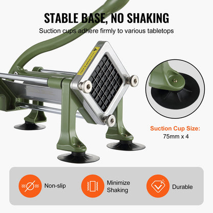 French Fry Cutter, Potato Slicer with 1/2-Inch Stainless Steel Blade, Manual Potato Cutter Chopper with Suction Cups, Great for Potato, French Fries, Cucumber, Vegetables, Carrot