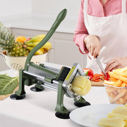 French Fry Cutter, Potato Slicer with 1/2-Inch Stainless Steel Blade, Manual Potato Cutter Chopper with Suction Cups, Great for Potato, French Fries, Cucumber, Vegetables, Carrot