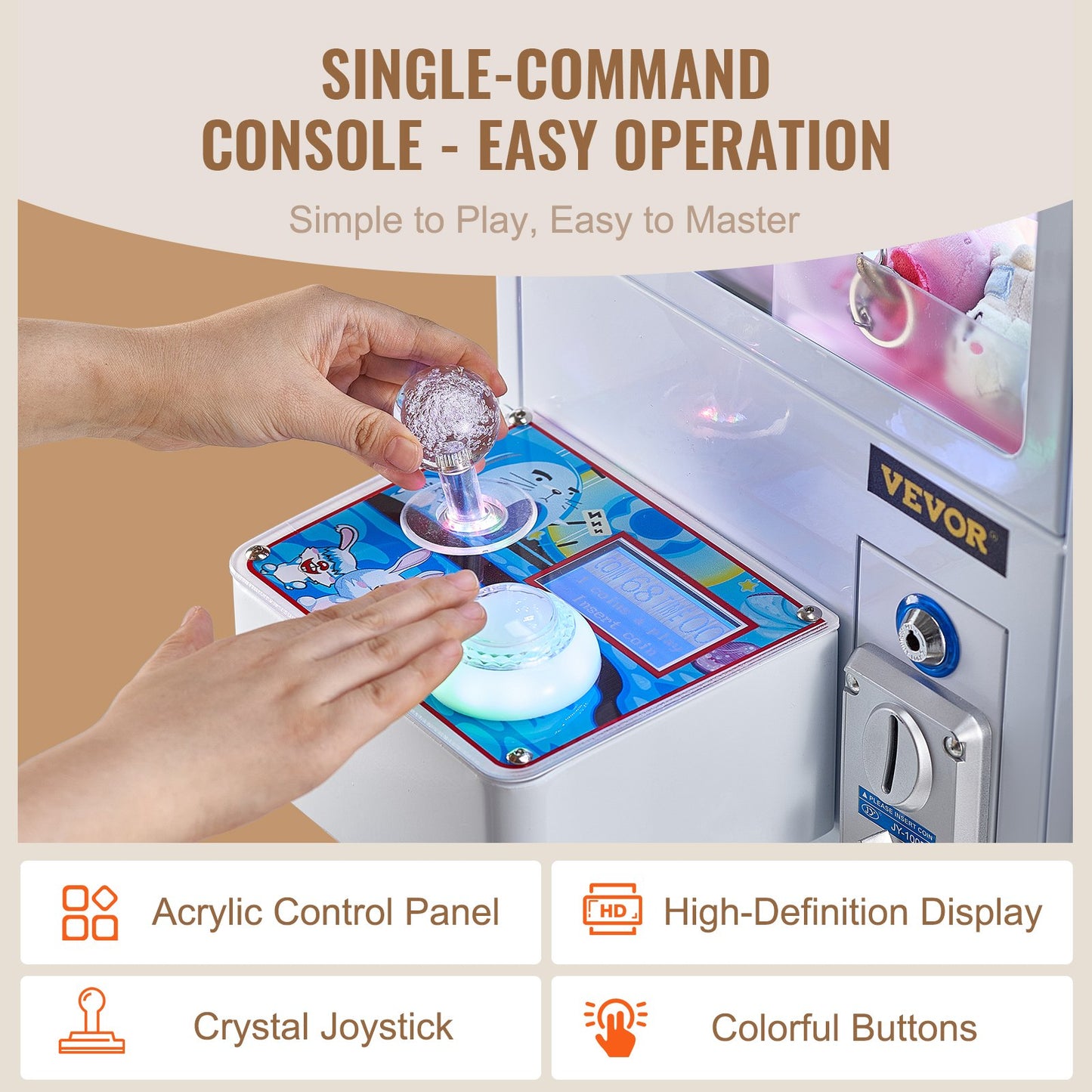 Klomaskin, 0-80 mm käftdiameter 0-130 mm käftlyft, kranpristagare kommersiella arkadspel leksaker, cool rolig grip-och-vinn-maskin med ljus och ljud, barnautomat varuautomat leksak, pojkar och flickor