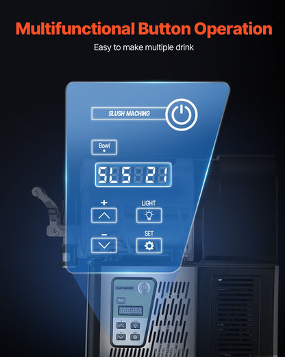 Kommersiell slushmaskin, 3L fryst dryckesmaskin med en tank, 12 koppar rostfritt stål margarita smoothie fryst dryckesmaskin, slushmaskin för hemmafester restauranger caféer barer