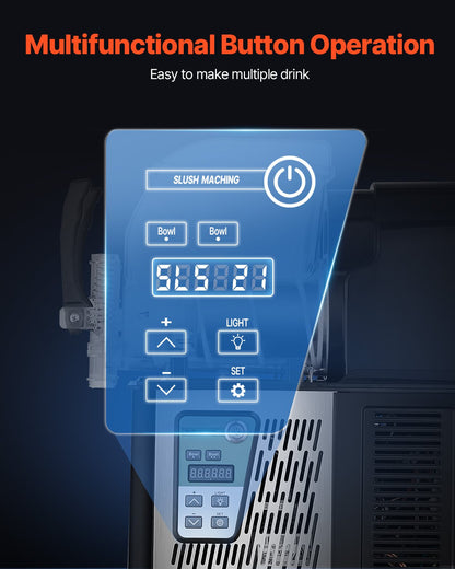 Commercial Slushy Machine, 4Lx2 Double Tank Frozen Drink Machine, 32 Cups Stainless Steel Margarita Smoothie Frozen Drink Maker, Slushie Maker for Home Party Restaurants Cafe Bars