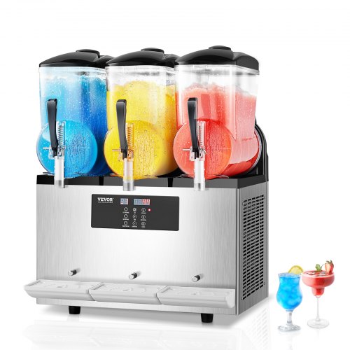 Commercial Slushy Machine, 12Lx3 Triple Tank Frozen Drink Machine, 144 Cups Stainless Steel Margarita Smoothie Frozen Drink Maker, Slushie Maker for Home Party Restaurants Cafe Bars