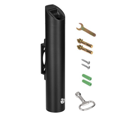 Fimpbehållare för cigarett, cylinderformad cigarettfimpbehållare i rostfritt stål, väggmonterad och väderbeständig utomhusavfallsbehållare för cigarettfimpar för trädgård, kontor, restaurang, hotell, bar, svart