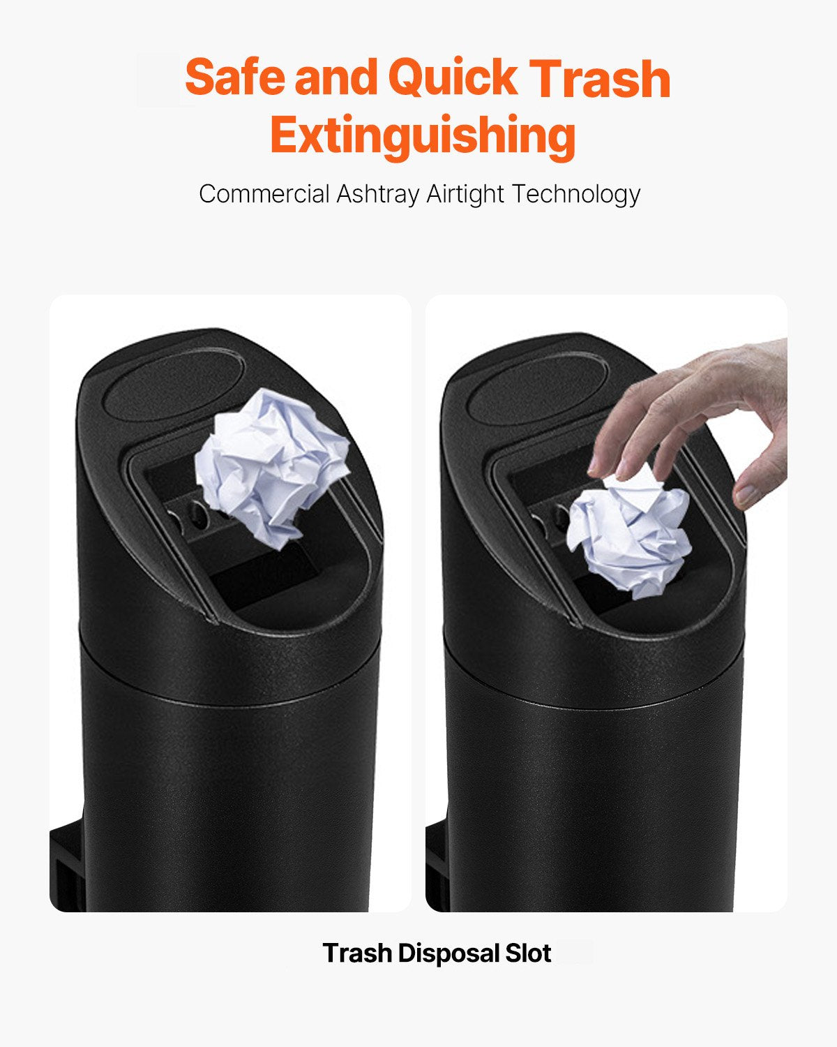 Cigarette Butt Receptacle, Stainless Steel Cylinder Cigarette Butt Container, Wall Mounted and Weatherproof Outdoor Cigarette Butt Disposal for Garden, Office, Restaurant, Hotel, Bar, Black