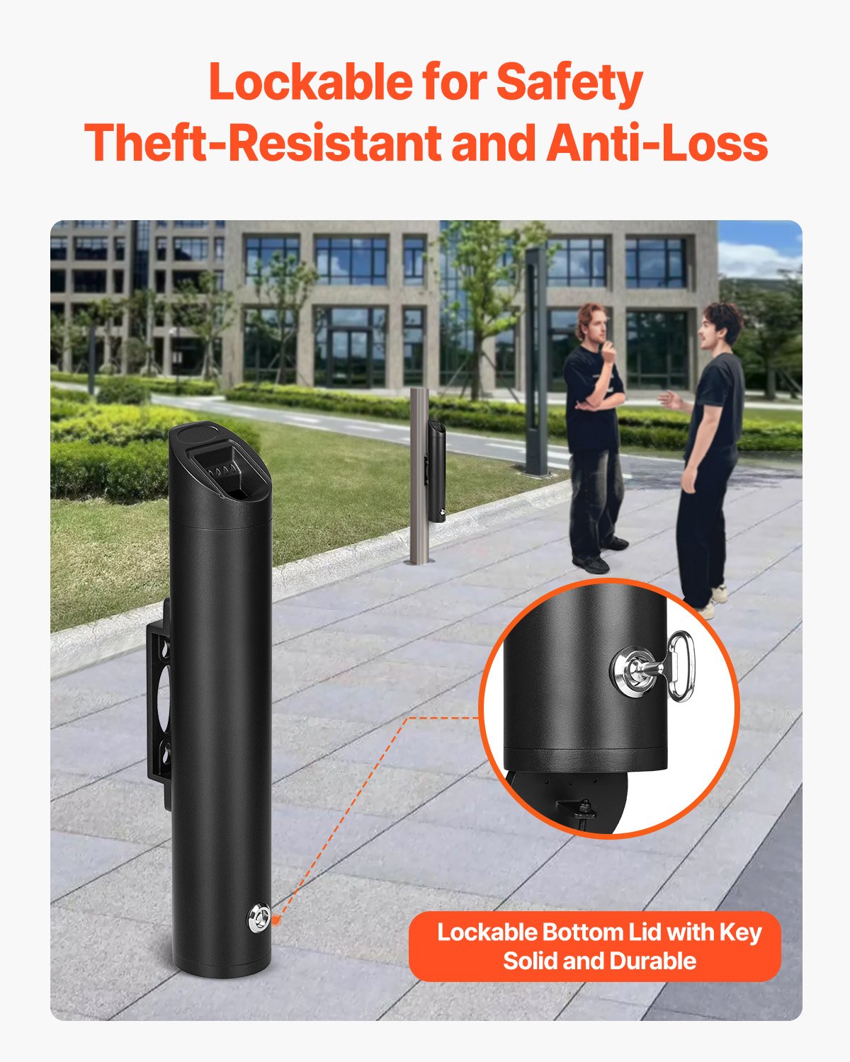 Cigarette Butt Receptacle, Stainless Steel Cylinder Cigarette Butt Container, Wall Mounted and Weatherproof Outdoor Cigarette Butt Disposal for Garden, Office, Restaurant, Hotel, Bar, Black