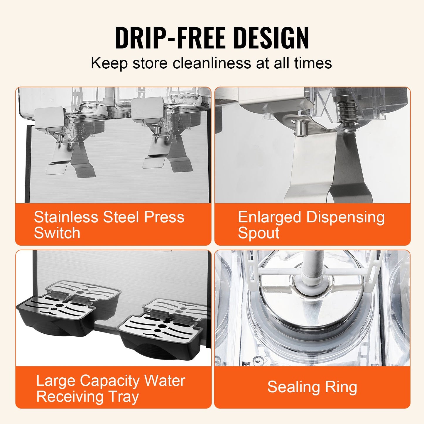 Kommersiell dryckesdispenser, 2 tankar 18 l juicedispenser per tank, 370 W istemaskin i rostfritt stål med kyltemperatur på 45°F-54°F, för kalla drycker, restaurangbarfester