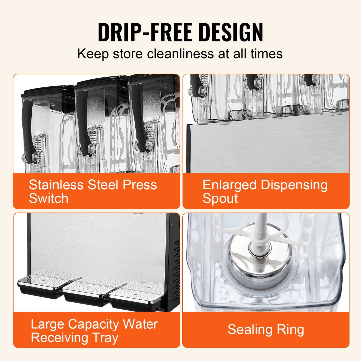 Commercial Beverage Dispenser, 3 Tanks 12 L Per Tank Juice Dispenser, 370W Stainless Steel Ice Tea Drink Machine with 45°F-54°F Cooling Temperature, for Cold Drink Restaurant Bar Party