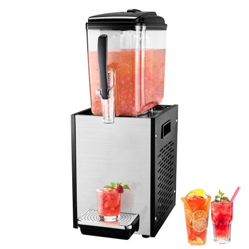 Kommersiell dryckesdispenser, 12 l juicedispenser, 246W 304 rostfritt stål, livsmedelsklassad istemaskin med 45°F-54°F kyltemperatur, för kalla drycker, restaurangbarfester