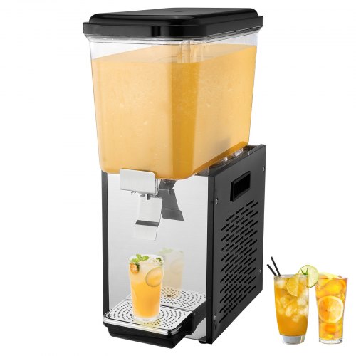 Kommersiell dryckesdispenser, 18 l juicedispenser, 300 W 304 rostfritt stål, livsmedelsklassad istemaskin med 45°F-54°F kyltemperatur, för kalla drycker, restaurang, bar, fest
