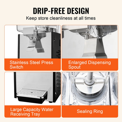 Commercial Beverage Dispenser, 18 L Juice Dispenser, 300W 304 Stainless Steel Food Grade Ice Tea Drink Machine with 45°F-54°F Cooling Temperature, for Cold Drink Restaurant Bar Party