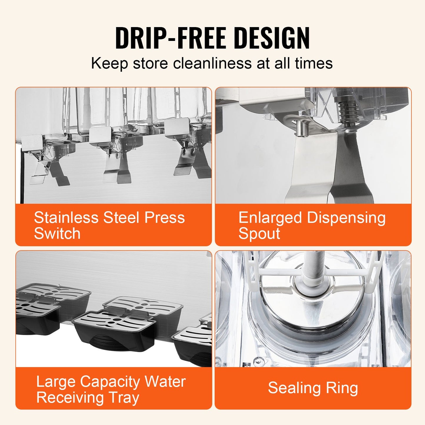 Kommersiell dryckesdispenser, 3 tankar 18 l juicedispenser per tank, 512W istemaskin i rostfritt stål med kyltemperatur på 45°F-54°F, för kalla drycker, restaurangbarfester