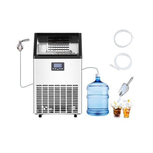 150lbs/24H Commercial Ice Maker, 45 Ice Cubes in 15 Minutes, Freestanding Ice Maker Machine with 33lbs Large Storage Capacity for Bar Office Restaurant, with LED Digital Display & Self-Cleaning