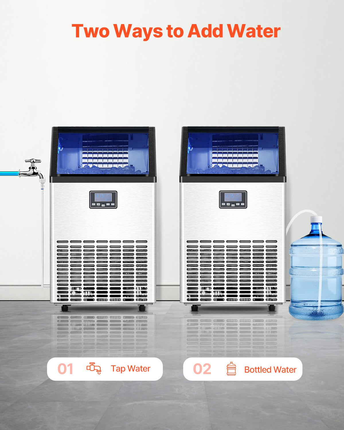 150lbs/24H Commercial Ice Maker, 45 Ice Cubes in 15 Minutes, Freestanding Ice Maker Machine with 33lbs Large Storage Capacity for Bar Office Restaurant, with LED Digital Display & Self-Cleaning