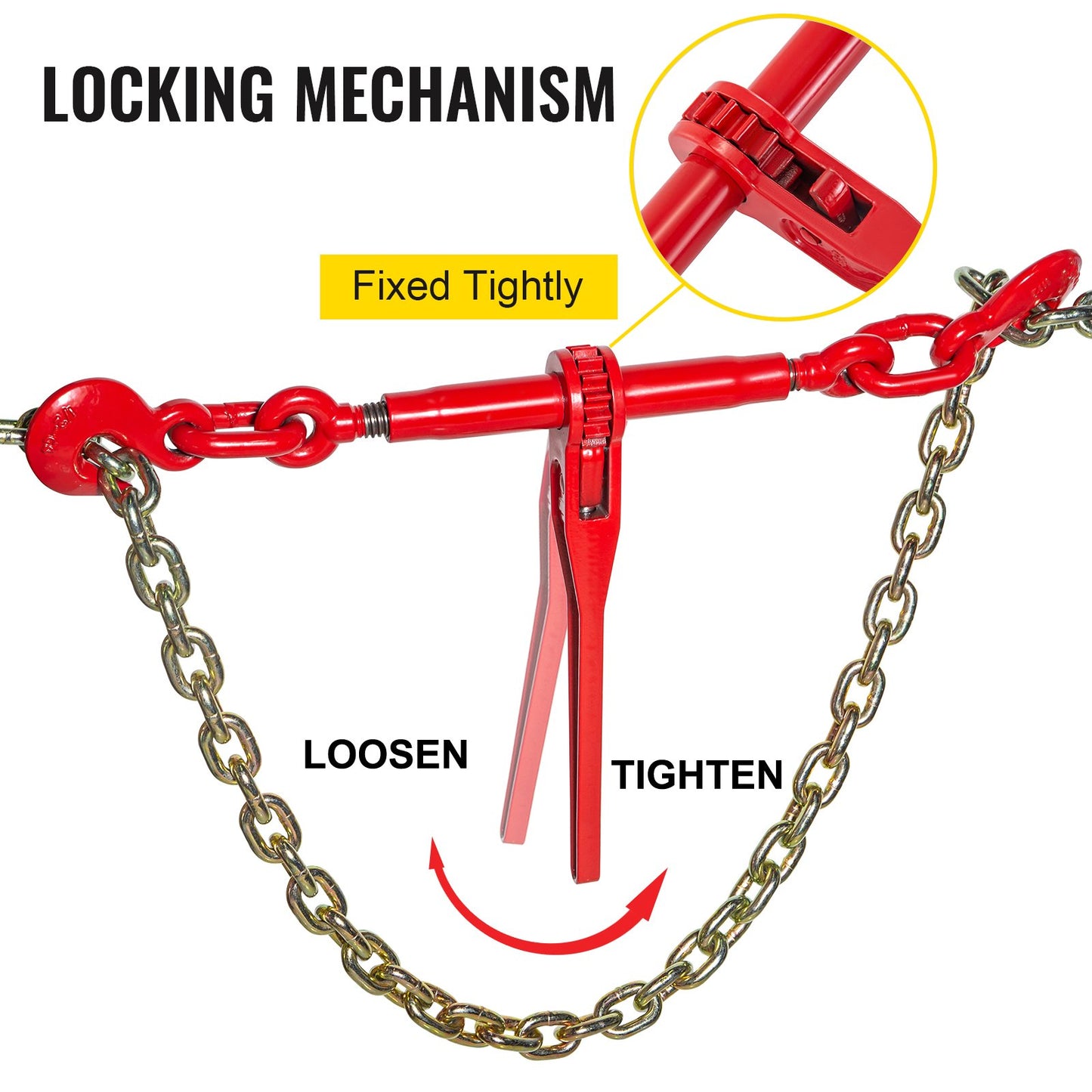 9215LBS 3/8" – 1/2" Ratchet Binders 9,215 LBS Secure Working Load, G70 Hooks and Adjustable Length, for Grade 70-80 Chains, Tie Down, Hauling, Towing, 2-Pack, Red