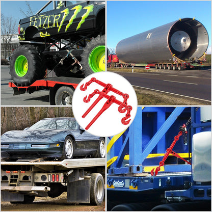 Kedjebindare 5/16-3/8, spärrlastbindare 6600lbs kapacitet, spärrspaksbindare med G70-krokar, justerbar längd, spärrkedjebindare för fastsurrning, transport, bogsering, röd