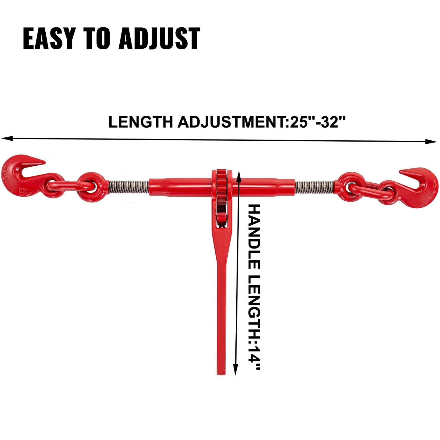 Chain and Binder Kit 3/8in-1/2in, Ratchet Load Binders 9215lbs Working Strength, Ratchet Binders and Chains, 3/8in x 10ft Chains with G70 Hooks, for Truck, Tie Down, Hauling, Towing