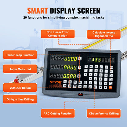 Digital Readout 40.64 cm & 45.72 cm & 96.52 cm Linear Scale 3 Axis DRO Display Kit