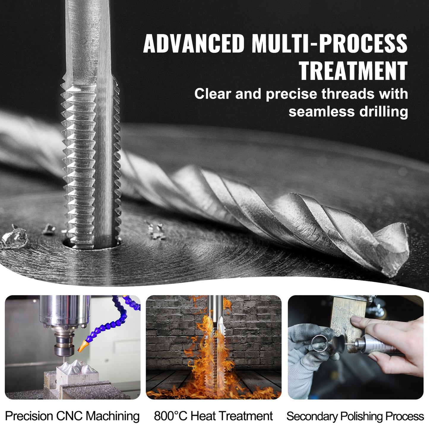 Gängtapps- och gänggängsats, 116 delar inklusive metrisk och SAE-storlek, lagerstålsgängtappar och gänggängor, viktigt gängverktyg för skärning av utvändiga invändiga gängor, med kompletta tillbehör och förvaringsväska
