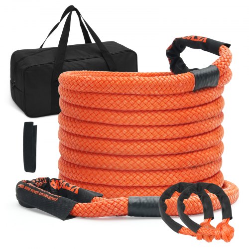 7/8" (2.2 cm) x 30'/9.1 m Kinetic Recovery Tow Rope 30,580 lbs/13,876.4 kg, Heavy-Duty Off Road Snatch Strap with 2 Soft Shackles (41,750 lbs/18,927.5 kg) Extreme Duty 30% Elasticity Energy Snatch Strap Jeep Car Truck ATV UTV SUV Tractor