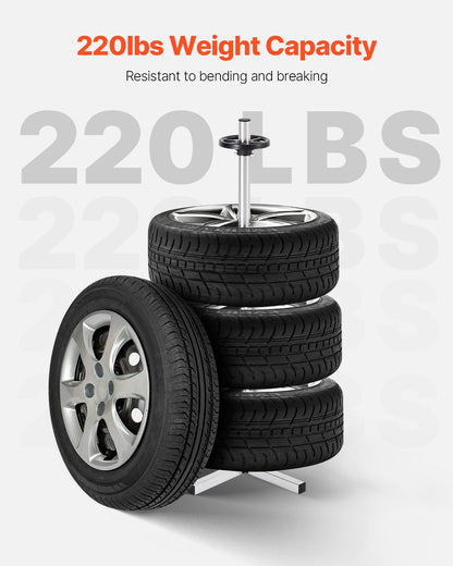 Däckställ, kraftigt däckställ i stål för 4 däck med fälgar, platsbesparande däckhållare för däck upp till 225 mm breda, max 220 lbs lastkapacitet, perfekt för garage och verkstad