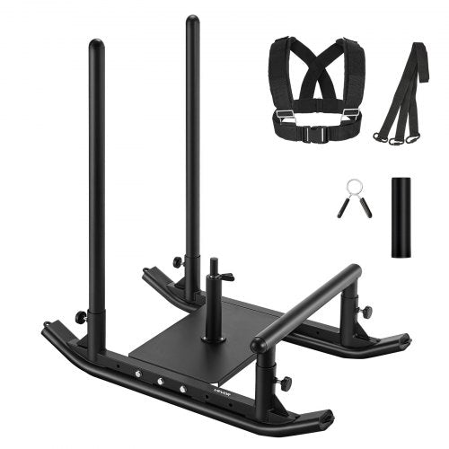 Weight Sled, Steel Power Sled, Fitness Strength Training Sleds for Athletic Exercise Speed Improvement, Workout Fitness Equipment with Handle, Compatible with 25/51 mm Weight Plates, Black