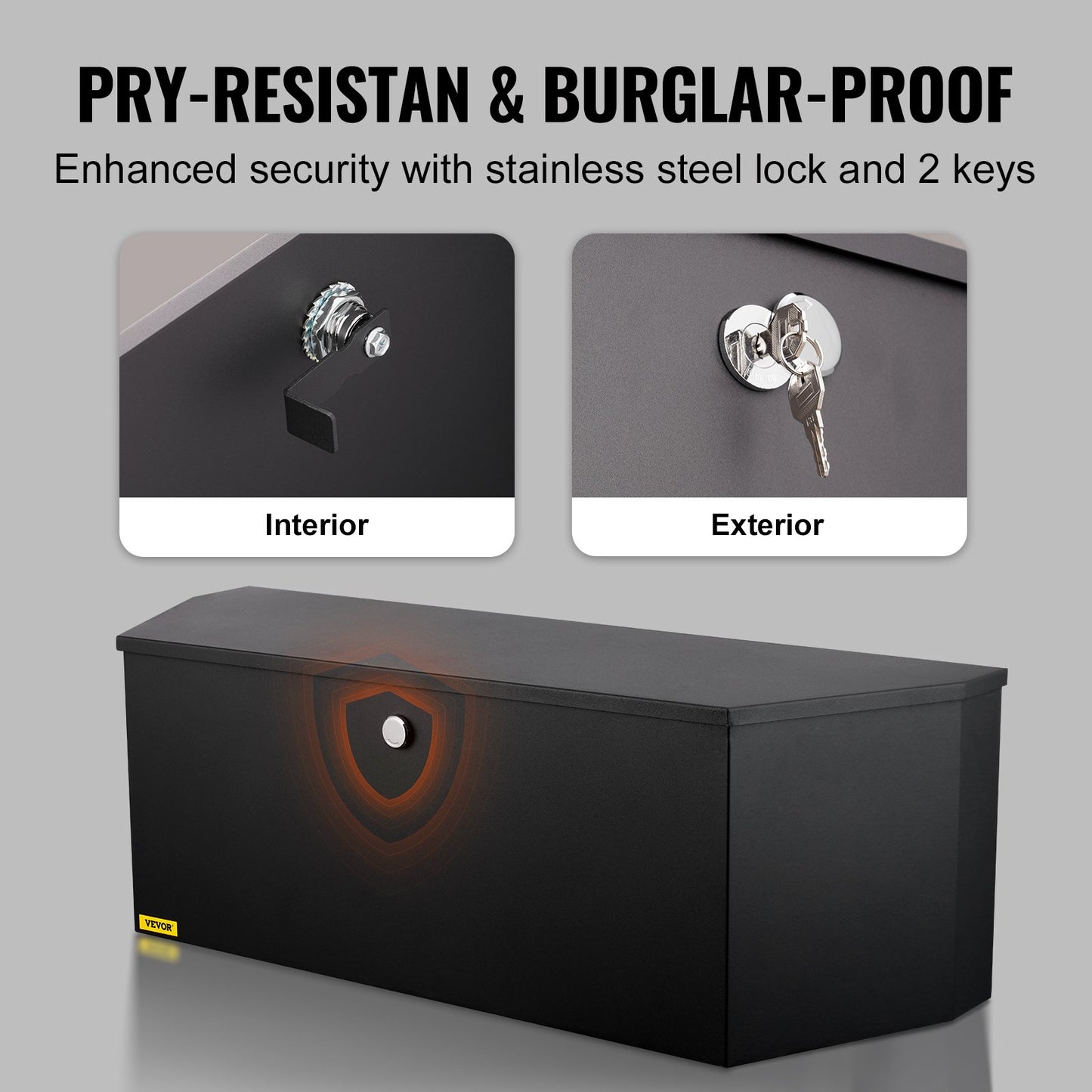 Trailer Tongue Box, Carbon Steel Tongue Box Tool Chest, Heavy Duty Trailer Box Storage with Lock and Keys, Utility Trailer Tongue Tool Box for Pickup Truck Bed, RV Trailer, 36"x12"x12"