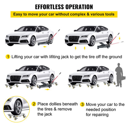 Mophorn Vehicle Positioning Wheel Dollies - 680Kg Per Dolly 2Pcs Tire Car Wheel Dollies Car Skate Dolly Van Positioning Garage Jack