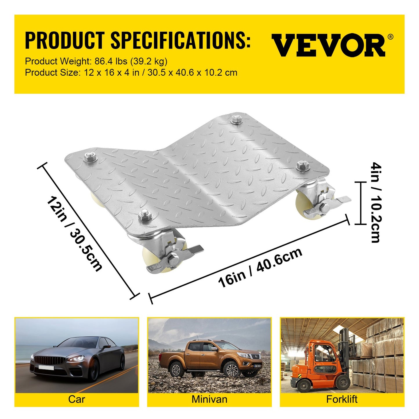 Mophorn Vehicle Positioning Wheel Dollies - 680Kg Per Dolly 2Pcs Tire Car Wheel Dollies Car Skate Dolly Van Positioning Garage Jack