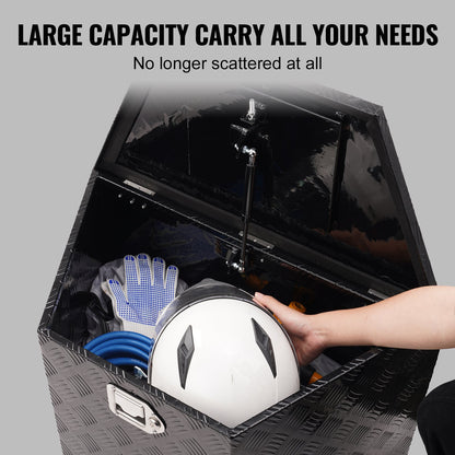 Trailer Tongue Box, Aluminum Alloy Diamond Plate Tongue Box Tool Chest, Heavy Duty Trailer Box Storage with Lock and Keys, Utility Trailer Tongue Box for Pickup Truck, RV, Trailer, 99.1 x 41.9 x 30.5 cm