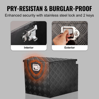 Trailer Tongue Box, Aluminum Alloy Diamond Plate Tongue Box Tool Chest, Heavy Duty Trailer Box Storage with Lock and Keys, Utility Trailer Tongue Box for Pickup Truck, RV, Trailer, 99.1 x 41.9 x 30.5 cm