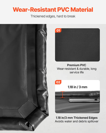 Containment Mat, 2.6 x 6.1 m, Non-Slip PVC Garage Floor Mat with a Cleaning Squeegee Broom, Heavy Duty Durable Waterproof Protection from Snow, Rain and Mud for Cars SUVs Trucks Parking, Black