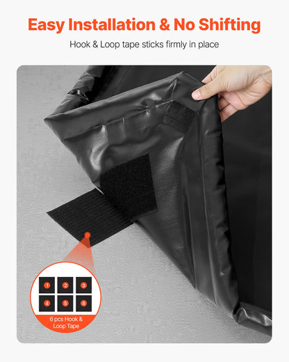 Containment Mat, 2.6 x 6.1 m, Non-Slip PVC Garage Floor Mat with a Cleaning Squeegee Broom, Heavy Duty Durable Waterproof Protection from Snow, Rain and Mud for Cars SUVs Trucks Parking, Black